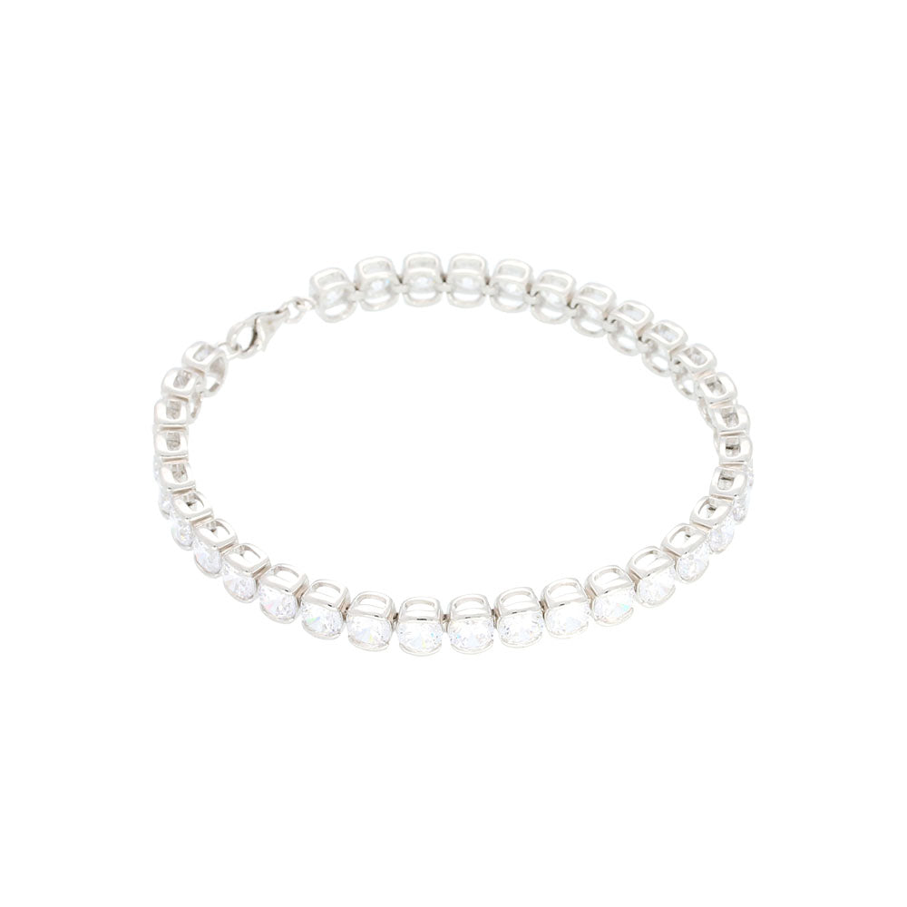 Sterling Silver Cubic Zirconia Thick Tennis Bracelet Keanes Jewellers