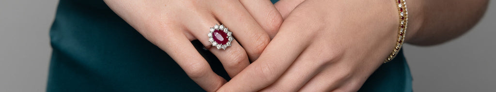 Dress ring on womans hand