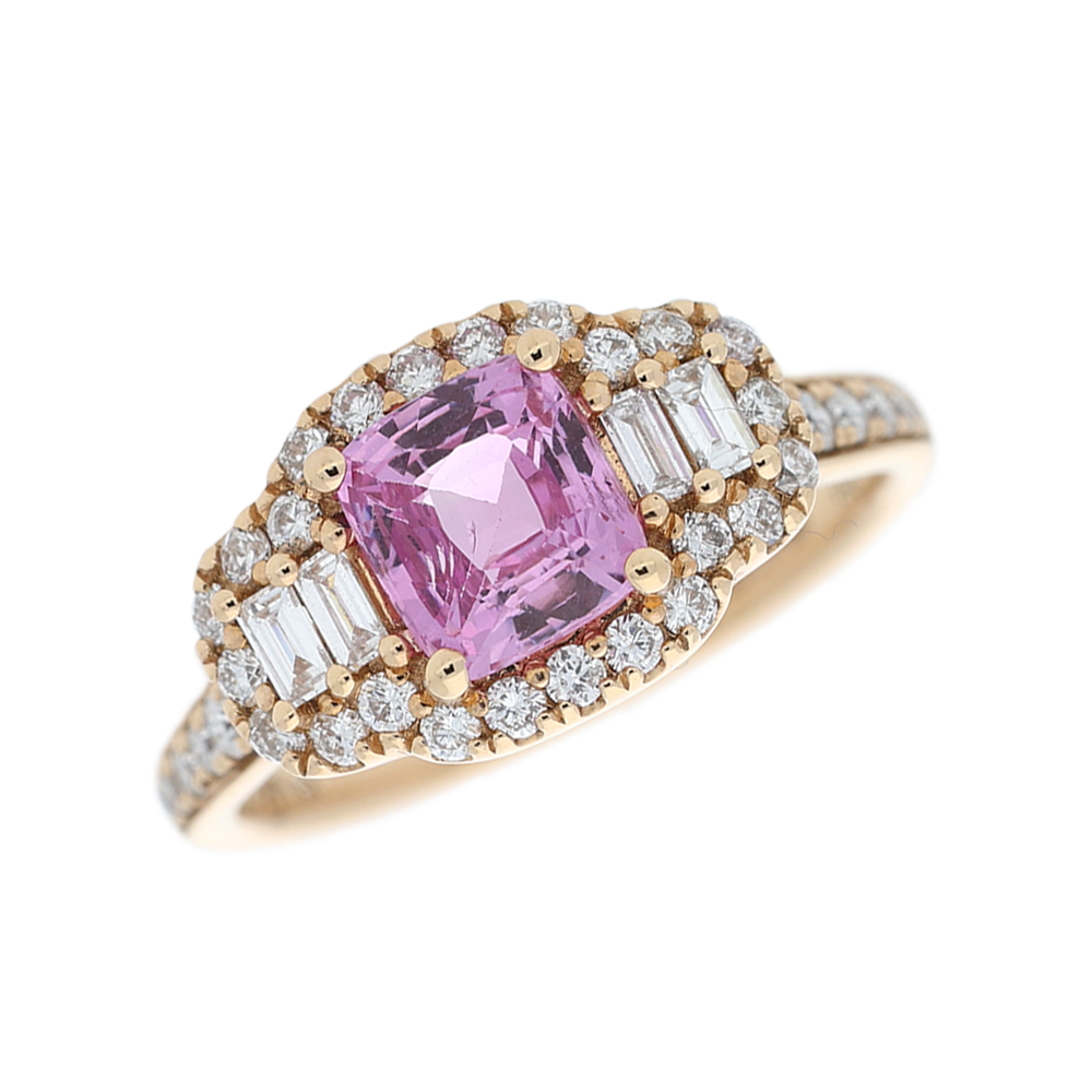 18ct Rose Gold Vintage Pink Sapphire Diamond Ring – Keanes Jewellers