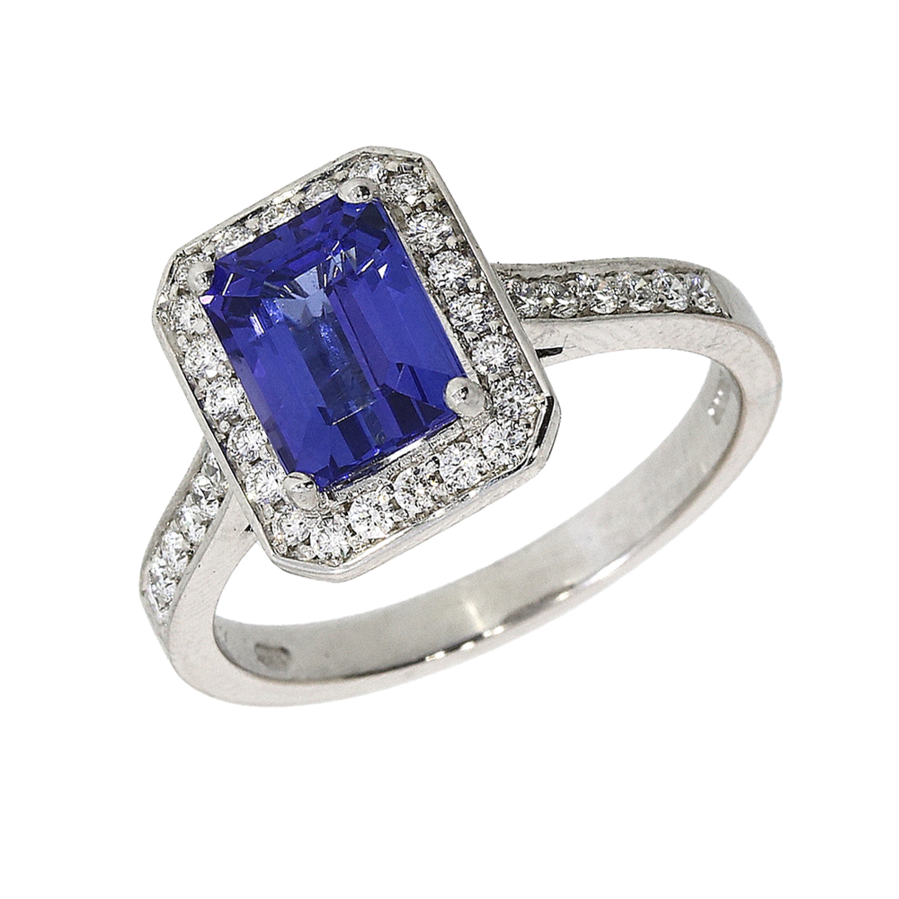 18ct White Gold Tanzanite Diamond Engagement Ring Keanes Jewellers