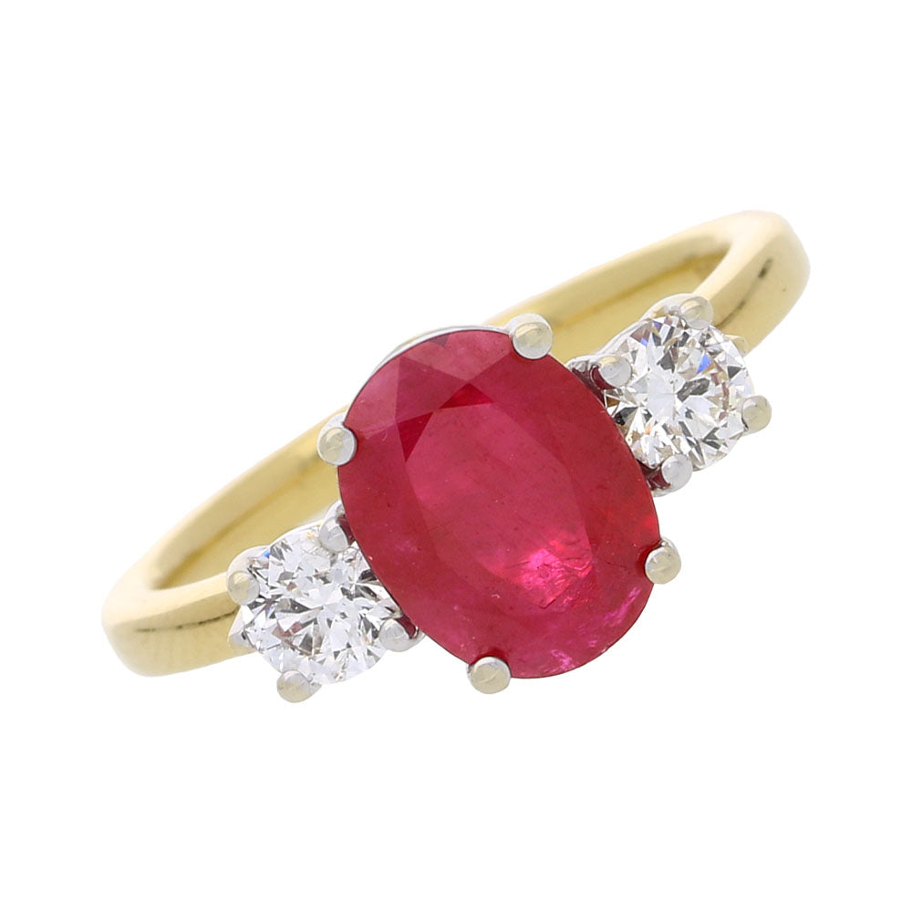 18ct Yellow Gold Oval Ruby and Diamond Ring – Keanes Jewellers