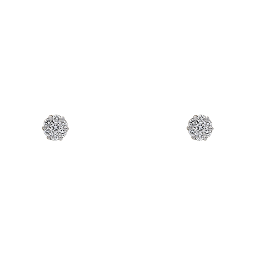 18ct White Gold Diamond Flower Cluster Earrings