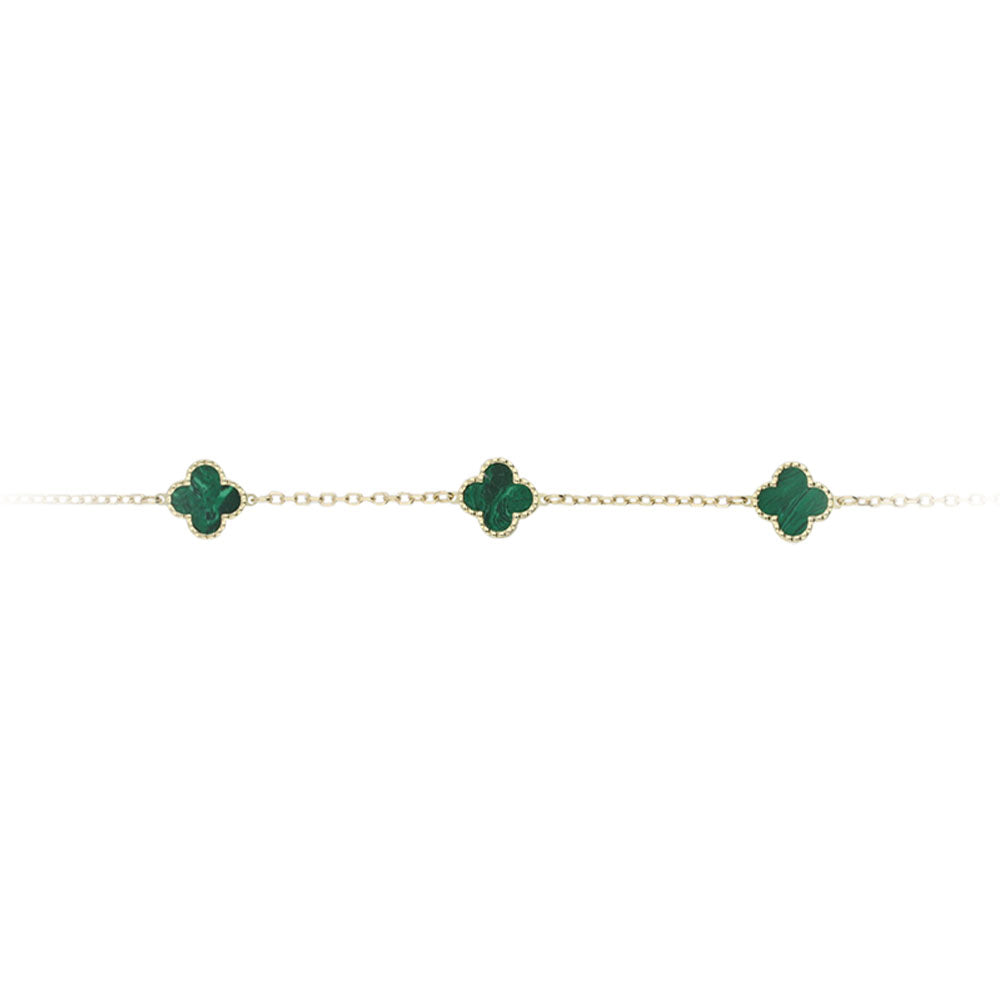 9ct Yellow Gold Malachite Clover Bracelet – Keanes Jewellers
