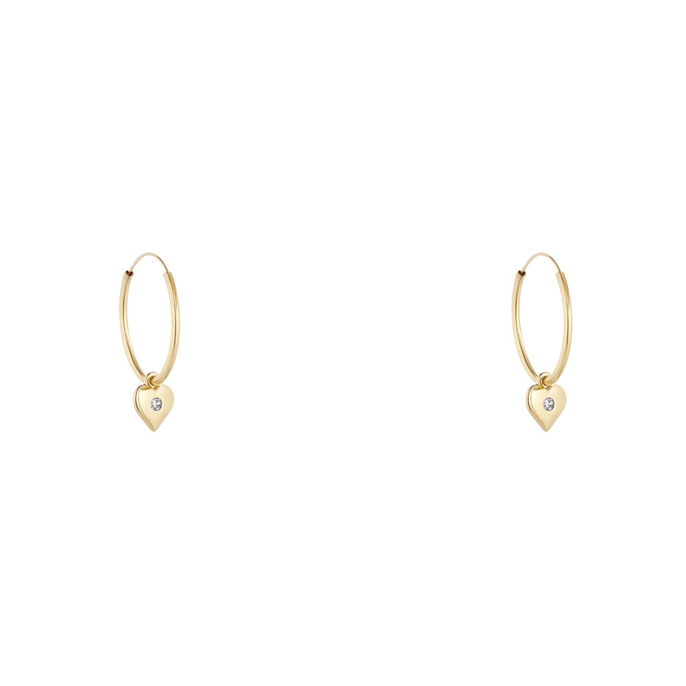 9ct Yellow Gold Hoop with Heart Charm Earrings – Keanes Jewellers