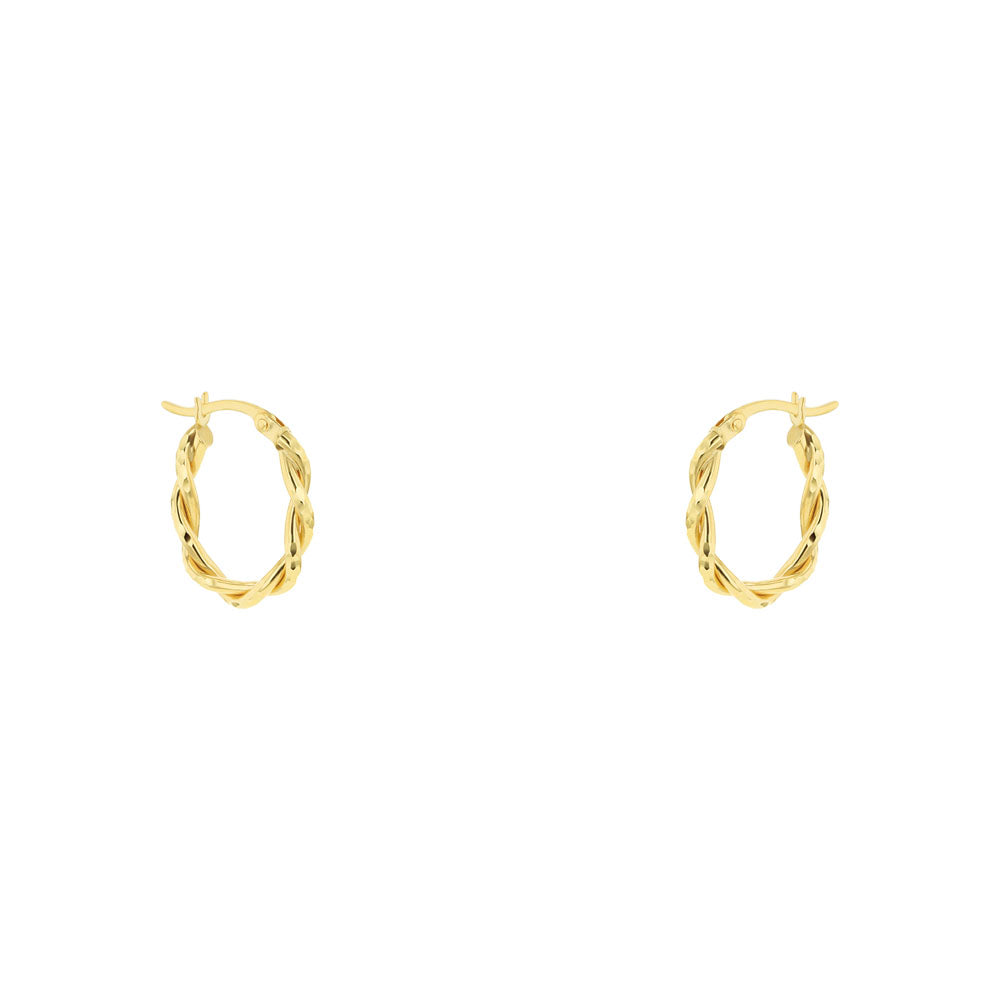 9ct Yellow Gold Double Twist Oval Hoop Earrings – Keanes Jewellers