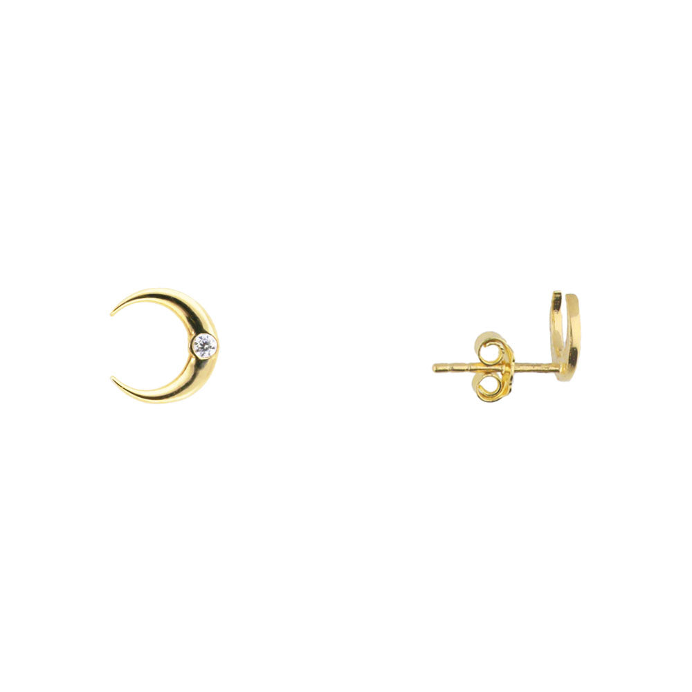 9ct Yellow Gold Crescent Moon with CZ Earrings – Keanes Jewellers