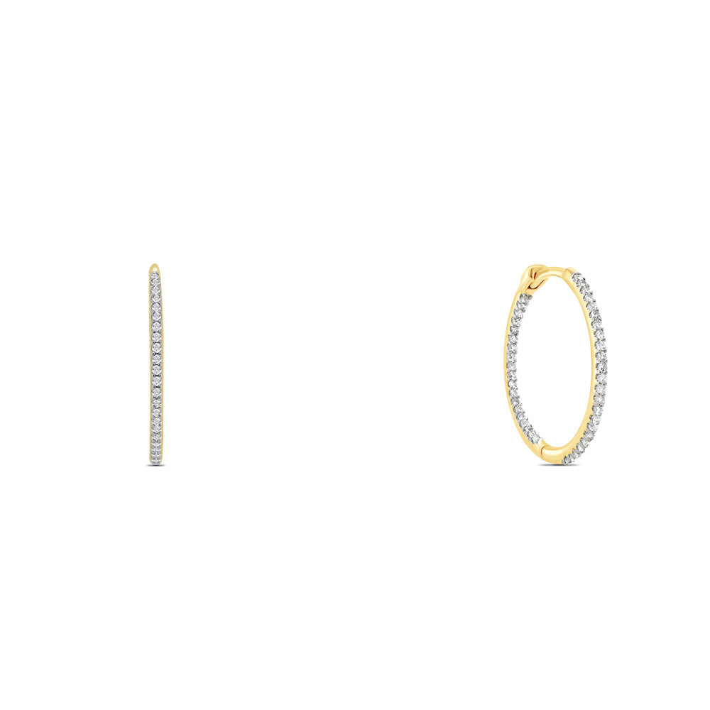 9ct Yellow Gold 18mm Round Diamond Hoop Earrings – Keanes Jewellers