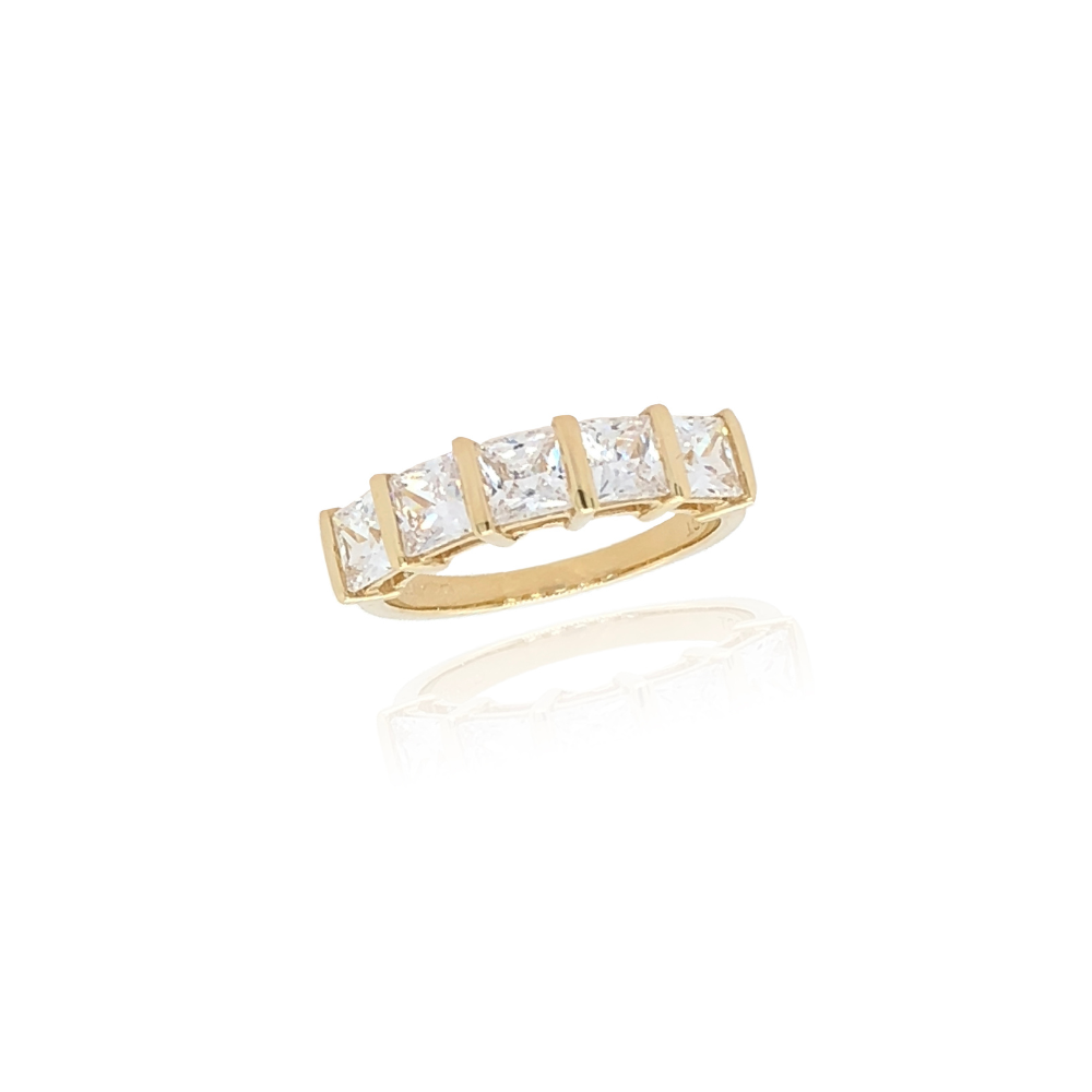 9ct Yellow Gold Cubic Zirconia Princess Cut Ring – Keanes Jewellers