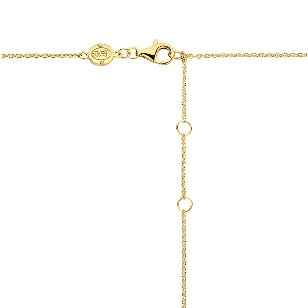 Gold necklace with clasp on a white background