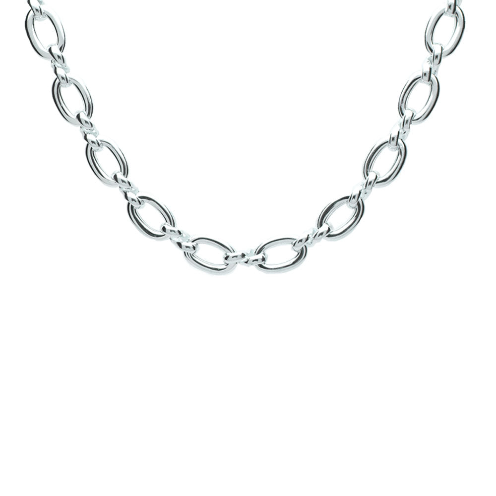 Sterling Silver Oval and Curved Link Chain – Keanes Jewellers