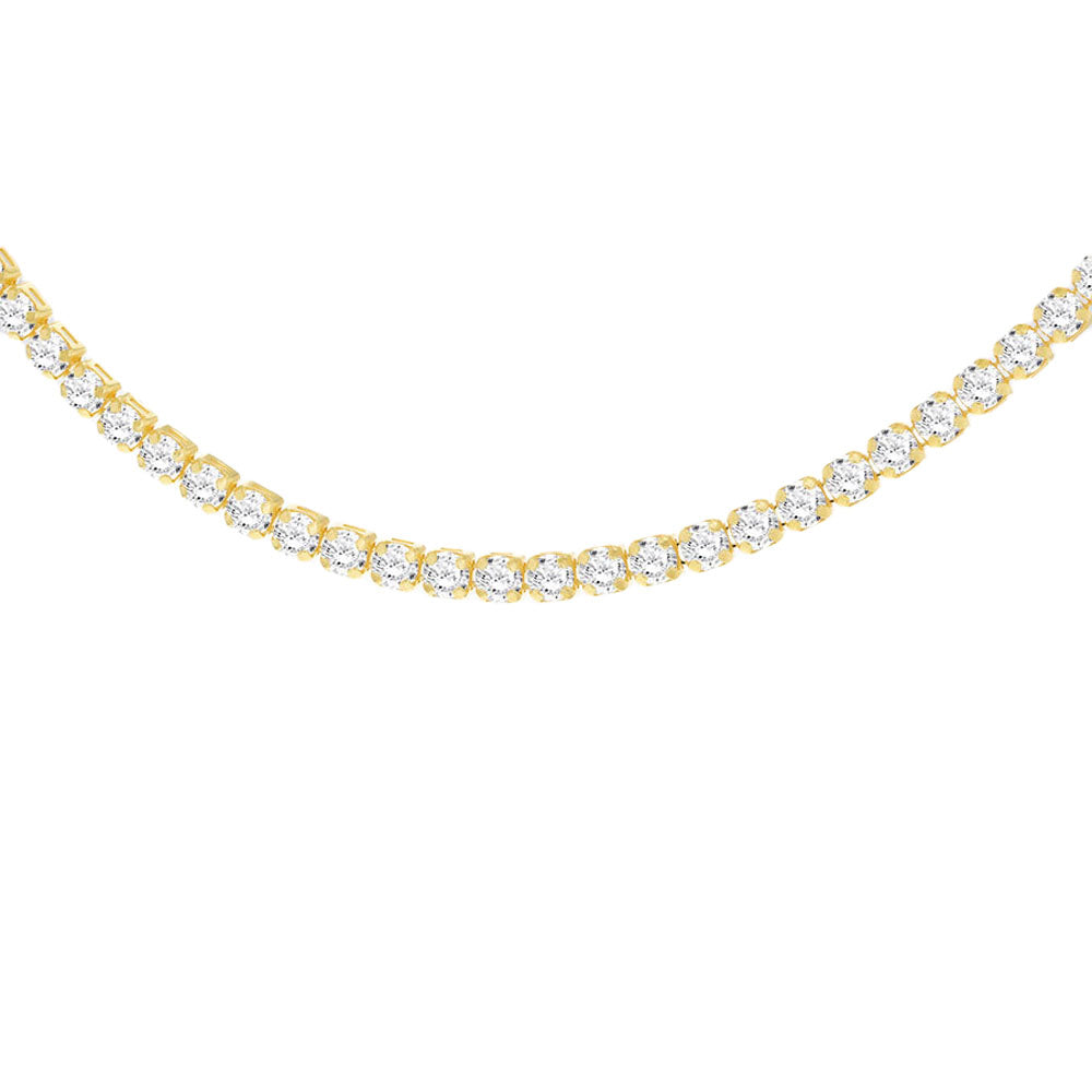 Sterling Silver Gold Plated 43cm CZ Tennis Necklace Keanes Jewellers