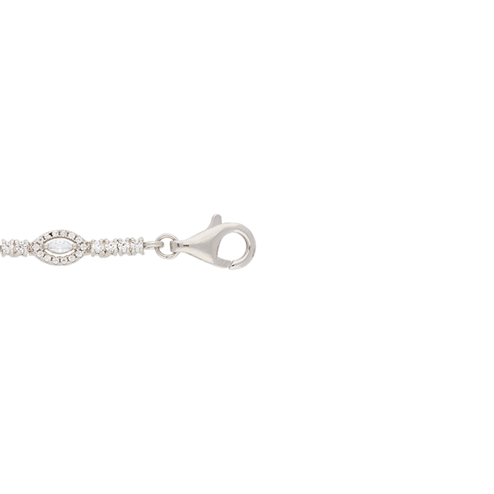 Silver bracelet with a clasp on a white background