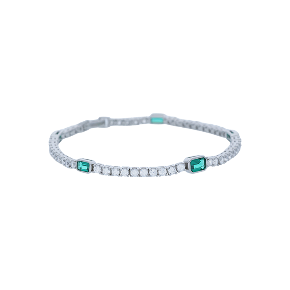 Sterling Silver Cubic Zirconia Emerald Tennis Bracelet – Keanes
