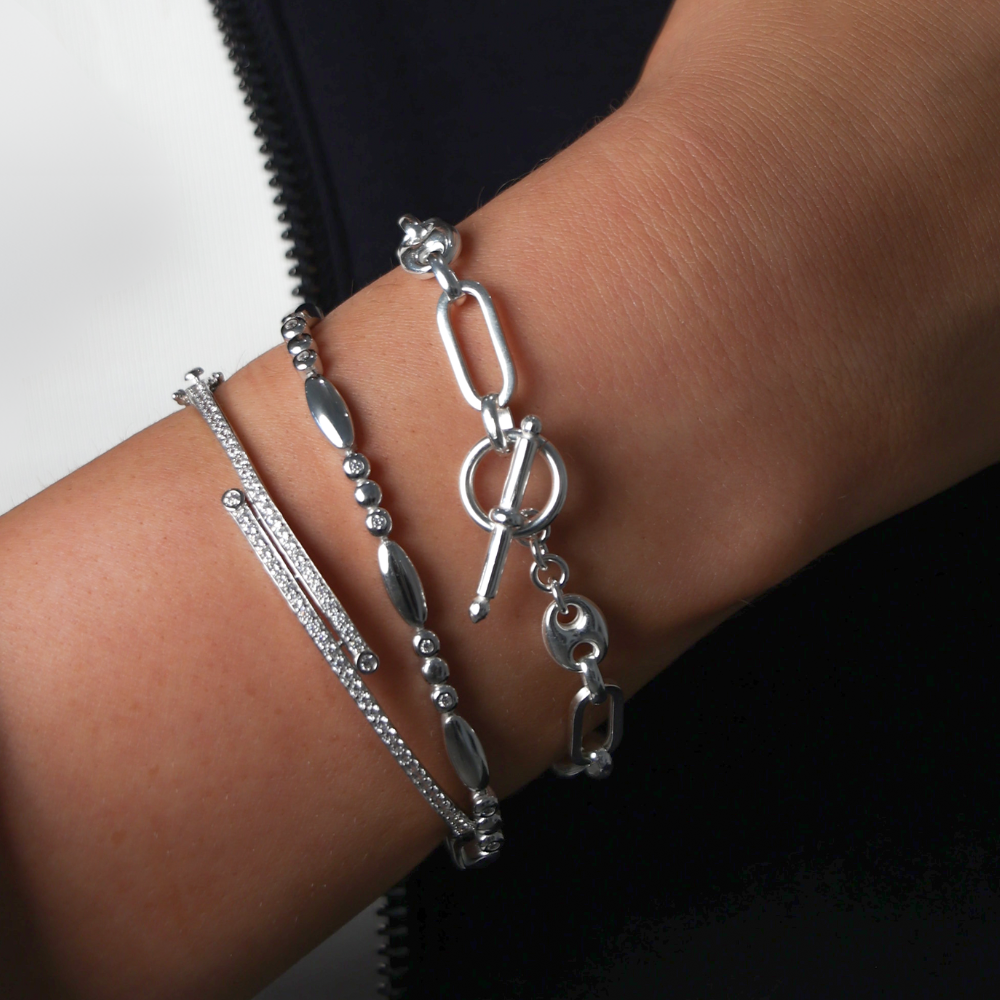 Sterling Silver Anchor & Oval Link T-Bar Bracelet – Keanes Jewellers