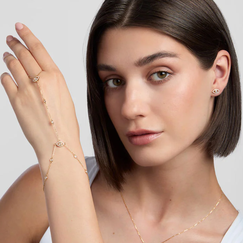 Gold Plated Evil Eye Hand Chain – Keanes Jewellers