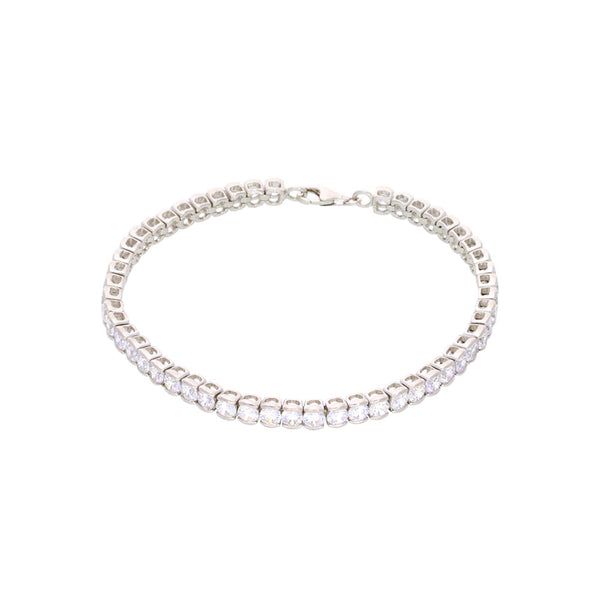 7 Or 8 Inch Sterling Silver CZ Tennis Bracelet – Round Zirconia, Choice Of Plating