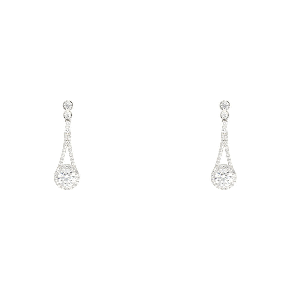Sterling Silver Round CZ Long Drop Earrings – Keanes Jewellers
