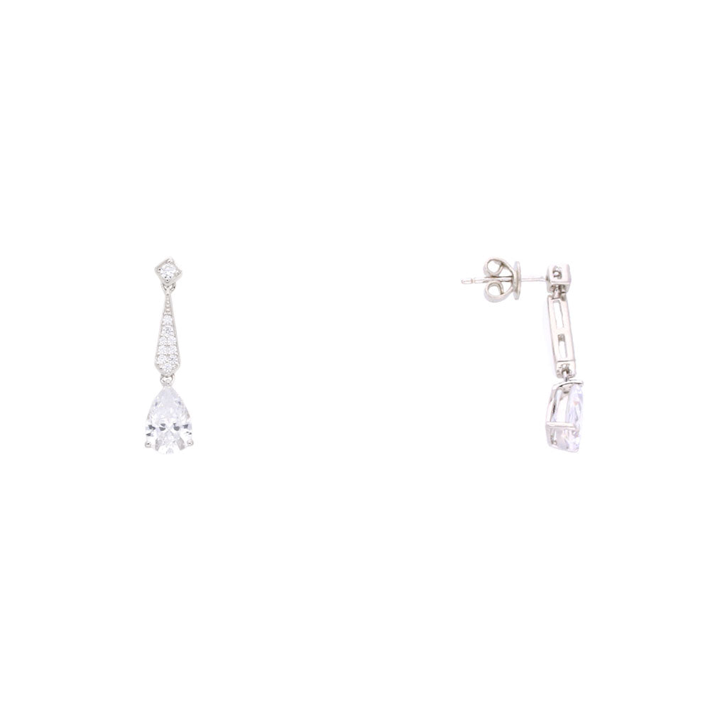Sterling Silver CZ Paved Tear-Drop Earrings – Keanes Jewellers