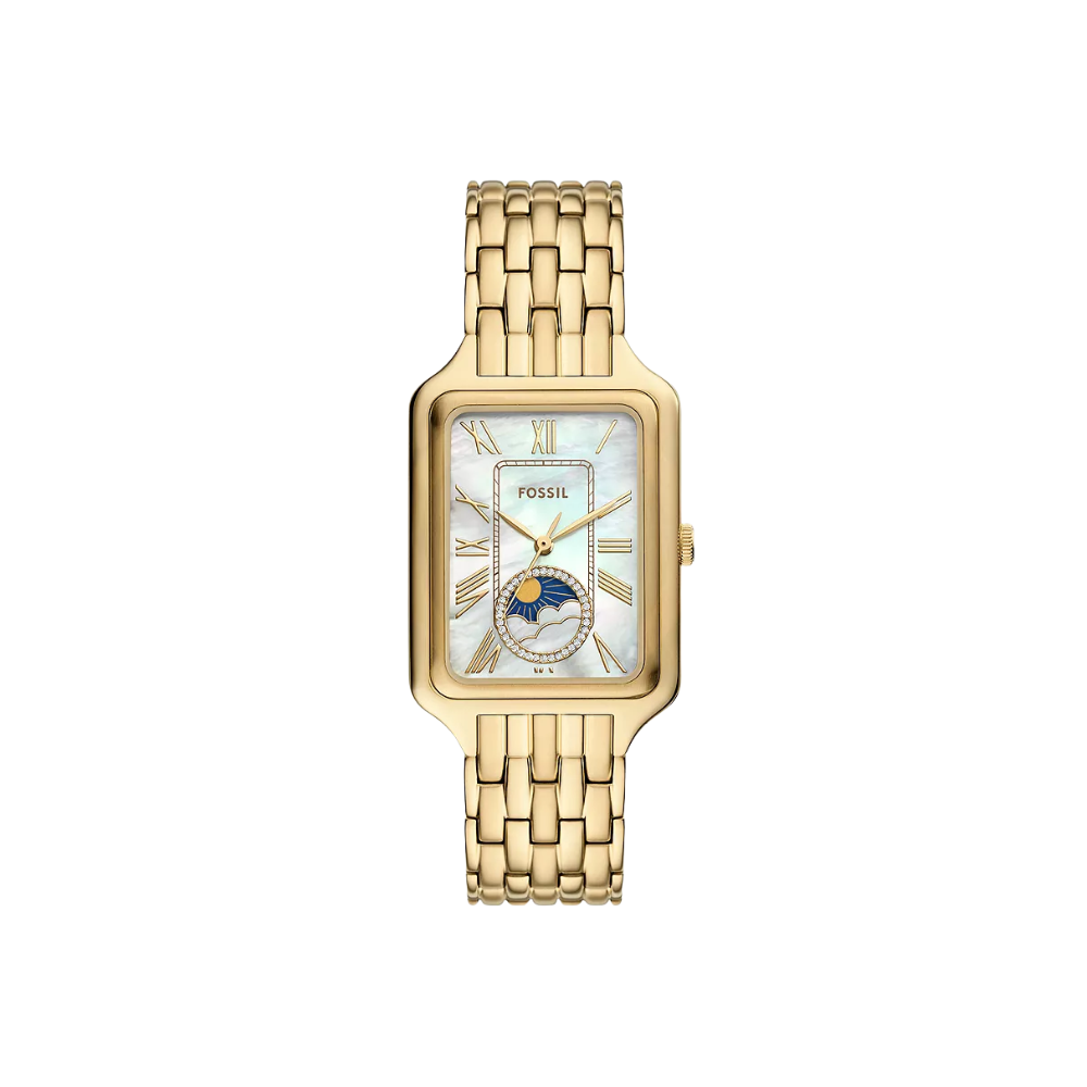 Fossil Raquel Ladies 29mm Sun Moon Gold Watch ES5398 – Keanes