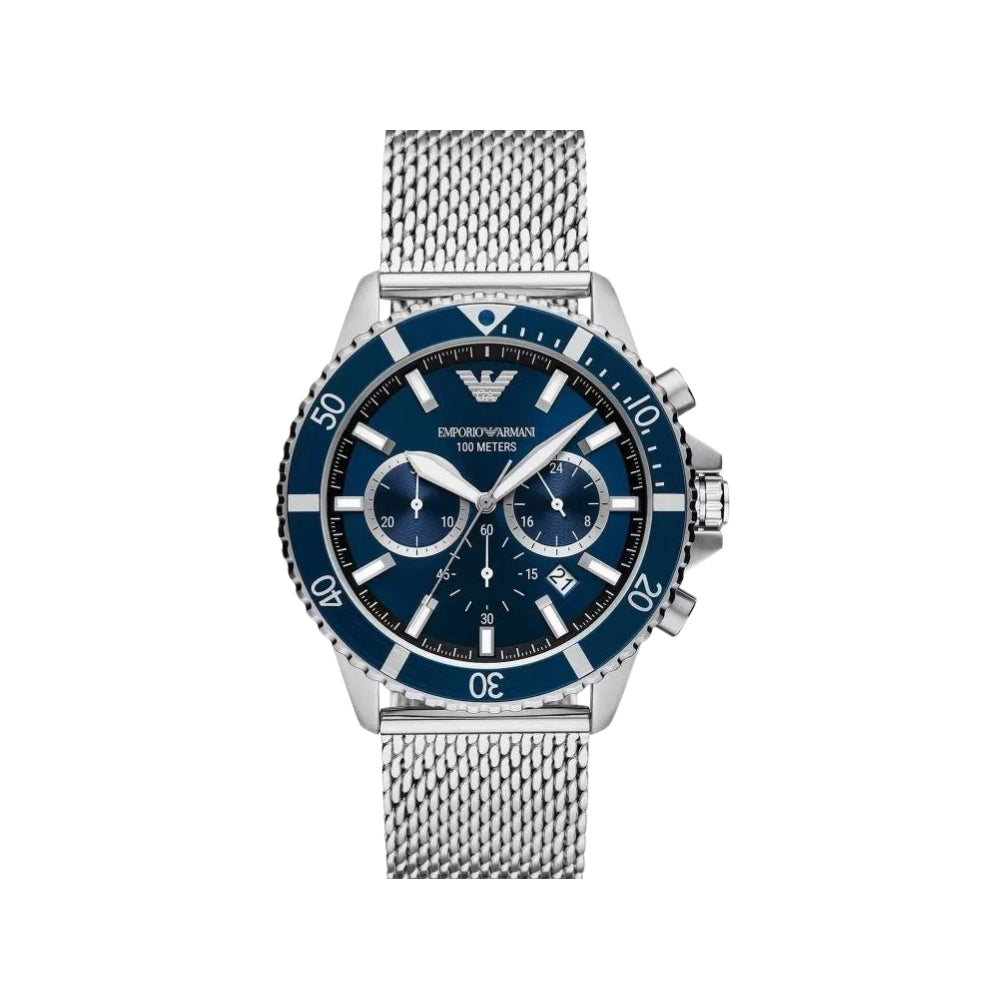 Emporio Armani Stainless Steel 43mm Blue Dial watch