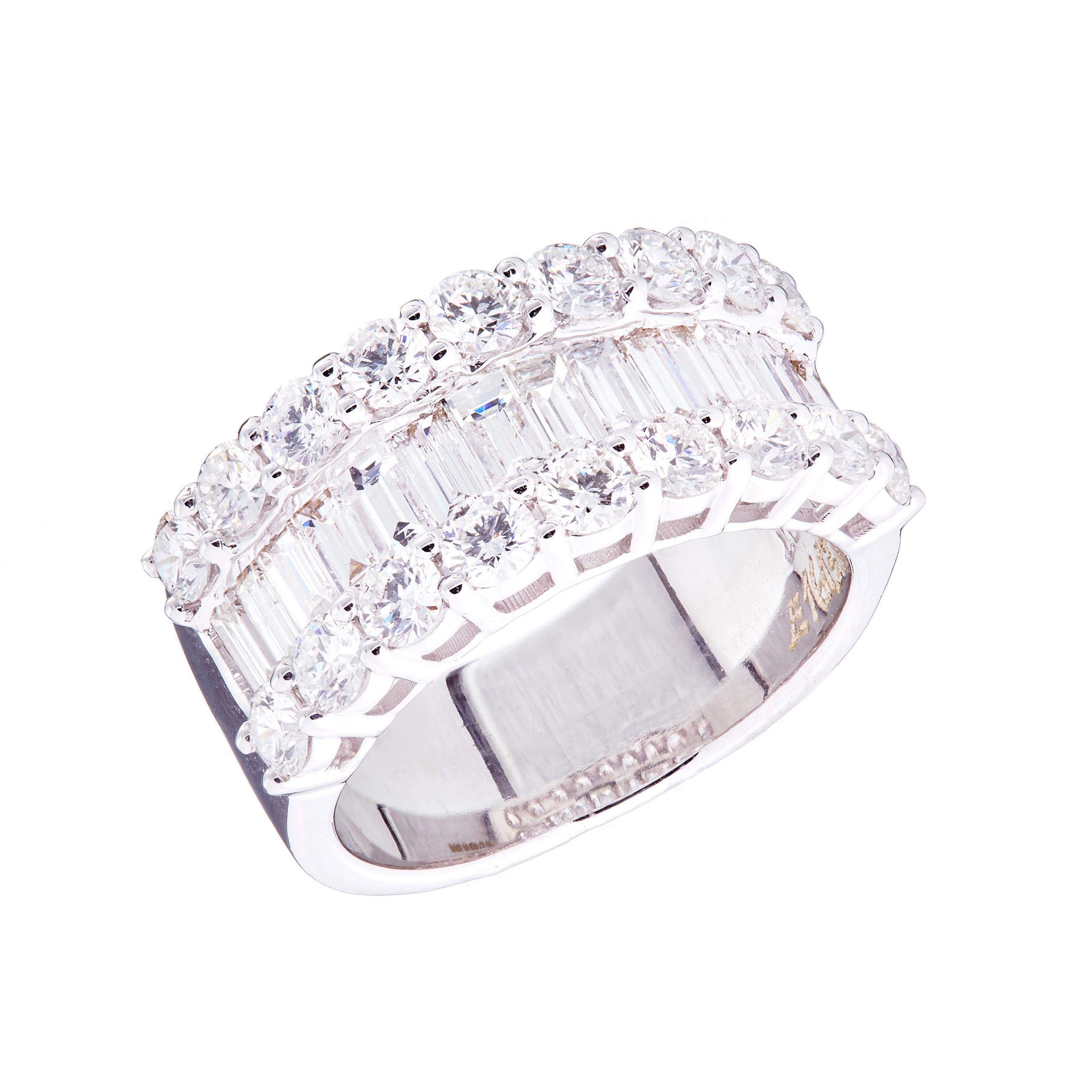 18ct White Gold Baguette and Brilliant Cut Diamond Ring – Keanes