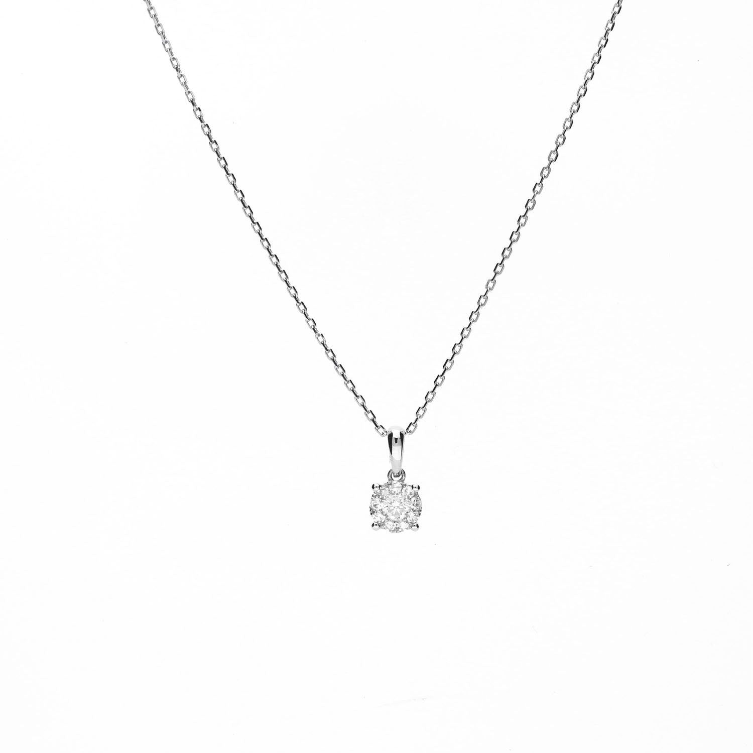 Round Brilliant Diamond Cluster Necklace (1.00 ctw) | Costco