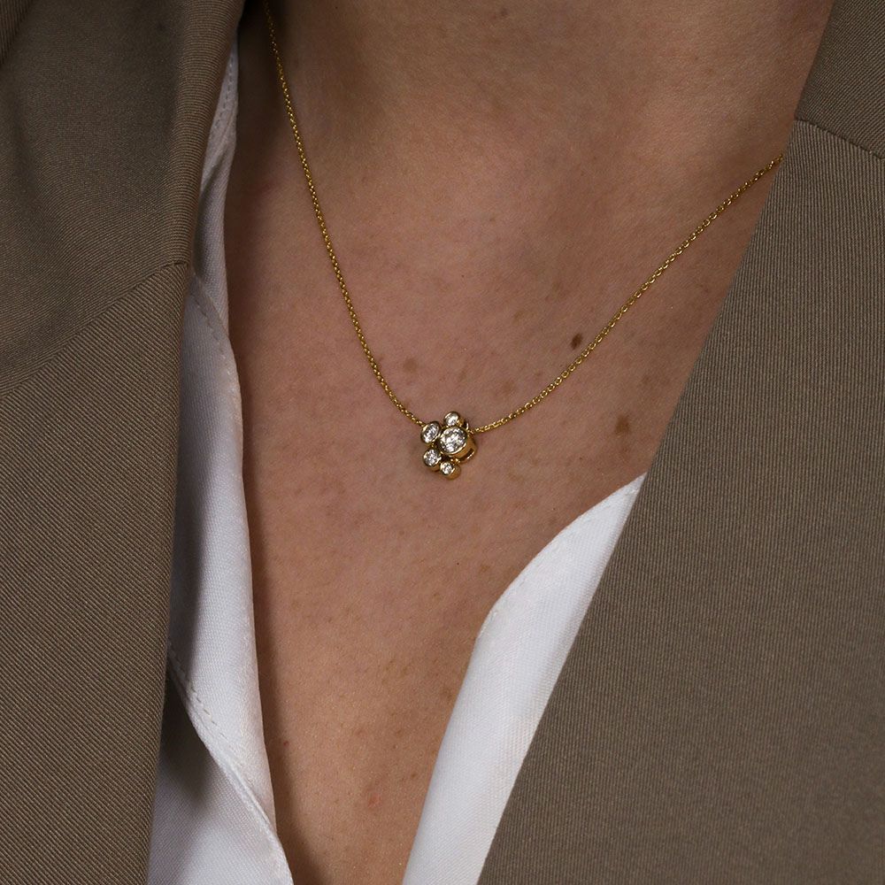 18ct Yellow Gold Stone Round Diamond Pendant – Keanes Jewellers