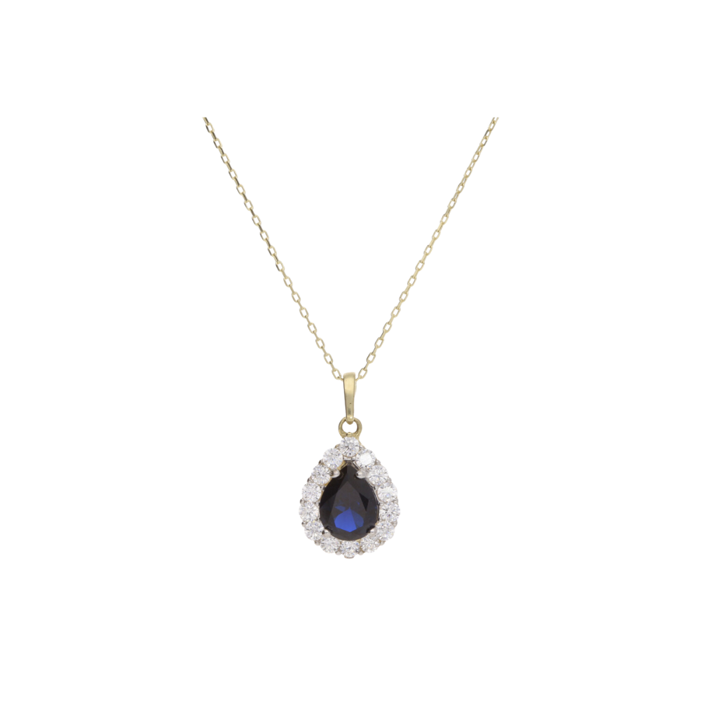 9ct Yellow Gold Pear Shape Sapphire Pendant