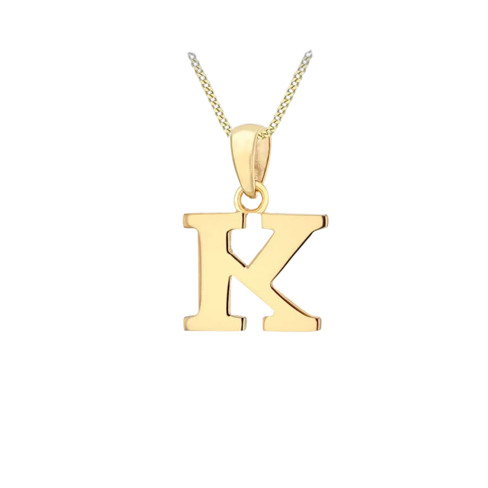 9ct Yellow Gold Initial 'K' Pendant โ Keanes Jewellers