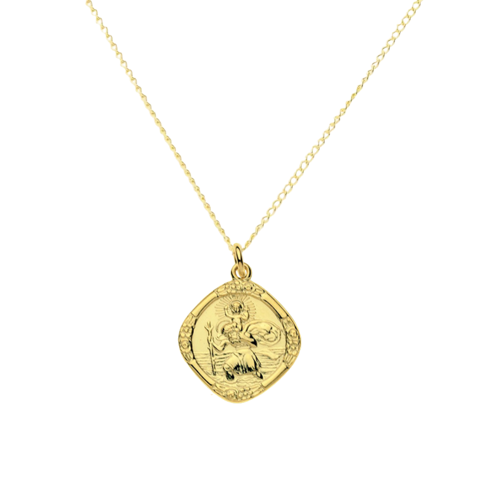 HOT 9ct Gold Gold St Christopher Mens 9ct Yellow Gold St