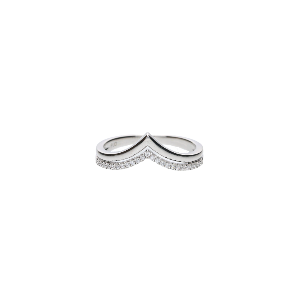 9ct White Gold CZ Wishbone Ring Keanes Jewellers