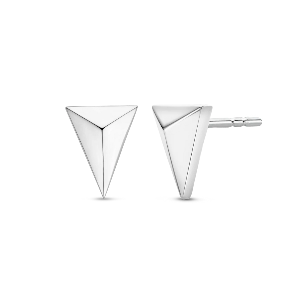 Triangle stud earrings silver sales