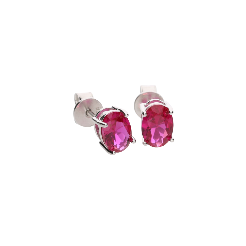 Ruby stud earrings silver on sale