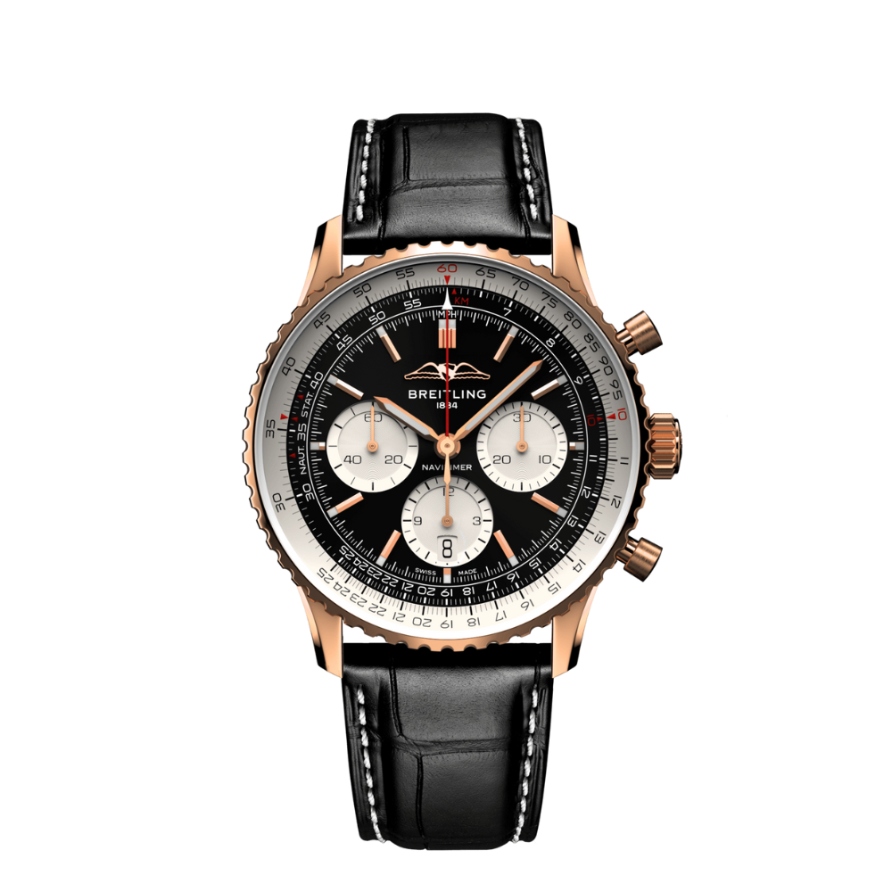 Breitling Navitimer B01 Chronograph Black Leather Watch