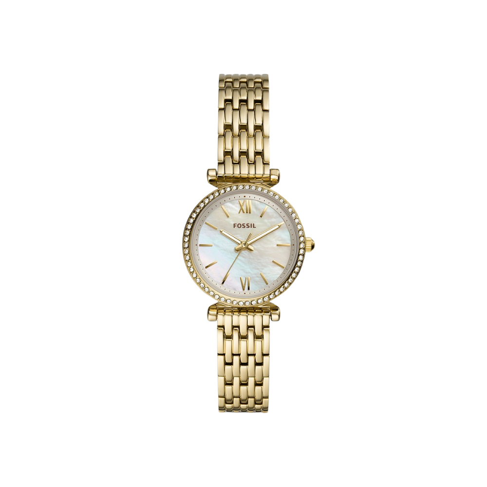 Fossil Carlie Mini Three Hand Gold Tone Stainless Steel Watch
