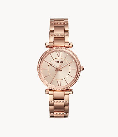 Fossil Carlie Three-Hand Rose Gold-Tone Stainless Steel Watch