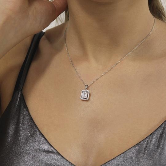 CARAT Sterling Silver Emerald Cut CZ Pendant CN925W ETON Keanes Jewellers