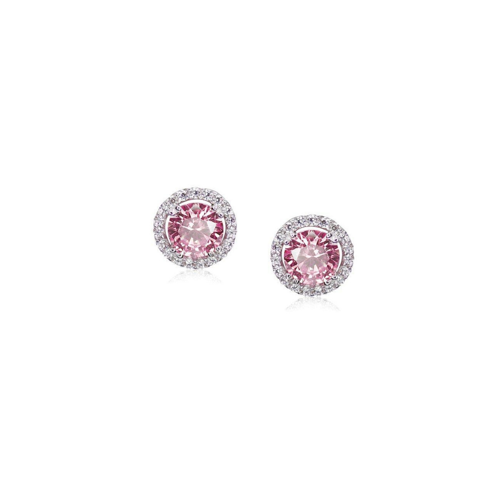 Sterling silver pink stud earrings deals