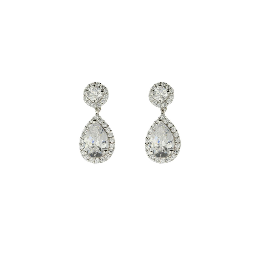 Sterling Silver Cubic Zirconia Pear Drop Earrings Keanes Jewellers