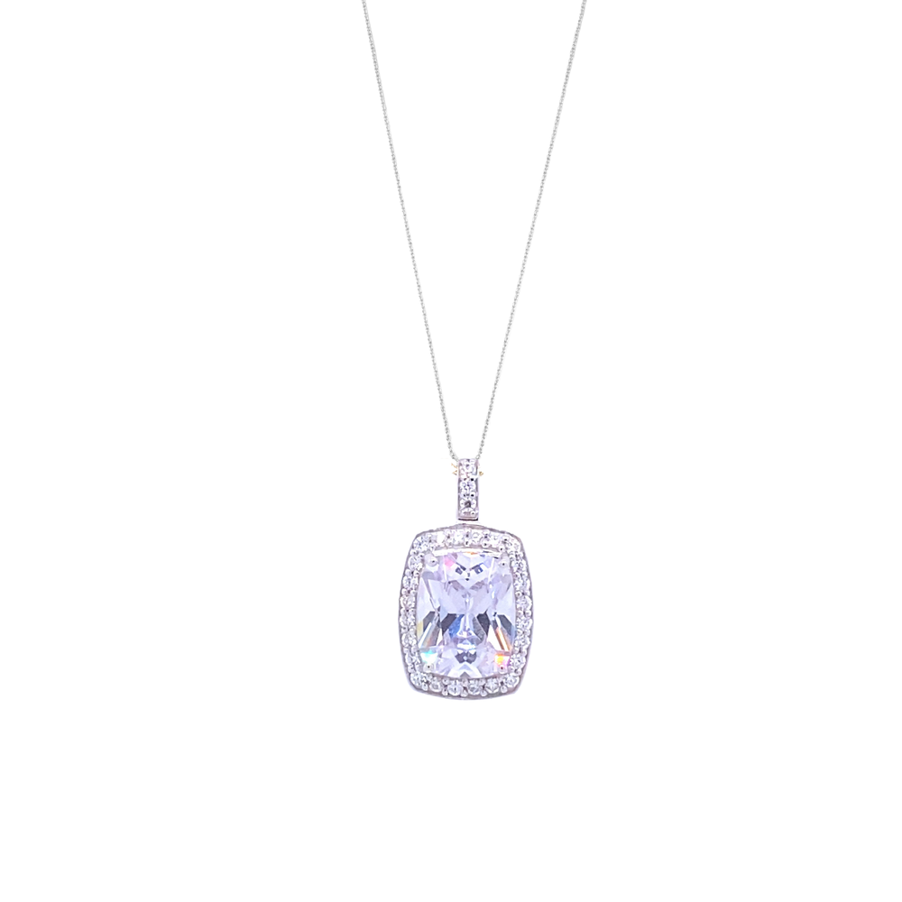 9CT White Gold CZ Pendant – Keanes Jewellers - Main Image