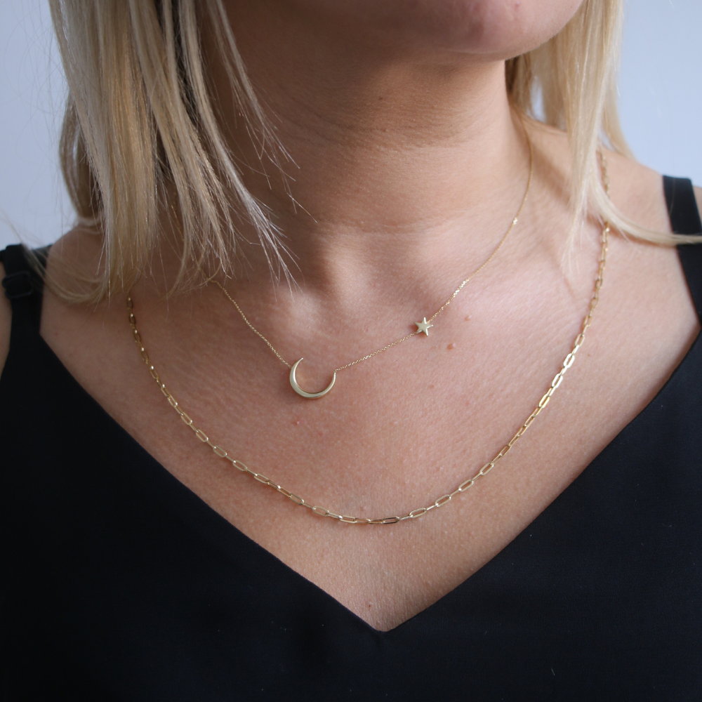 9ct Gold Moon and Star Pendant