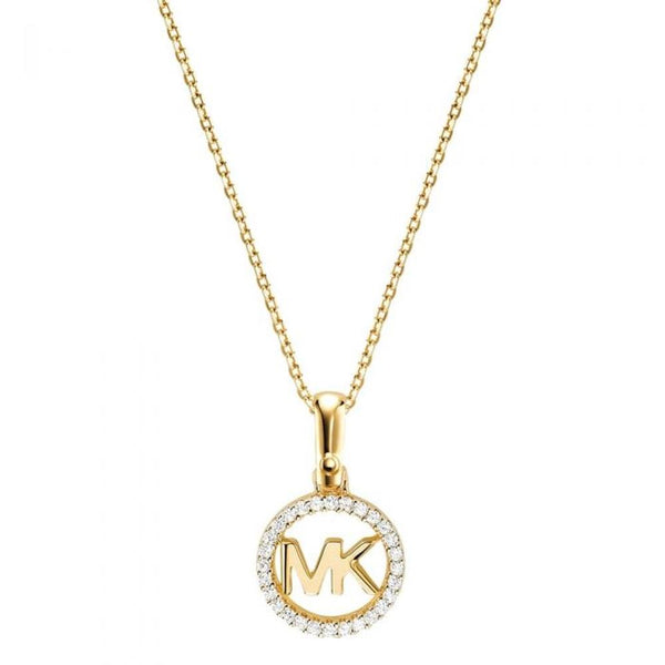 Michael Kors Sterling Silver Gold Plated CZ Circle Pendant Keanes Jewellers